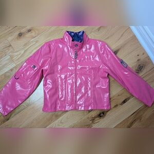 LIZZIE MCGUIRE Vintage Disney Girl Rain Coat Size 7-8 Glossy Pink Collectible